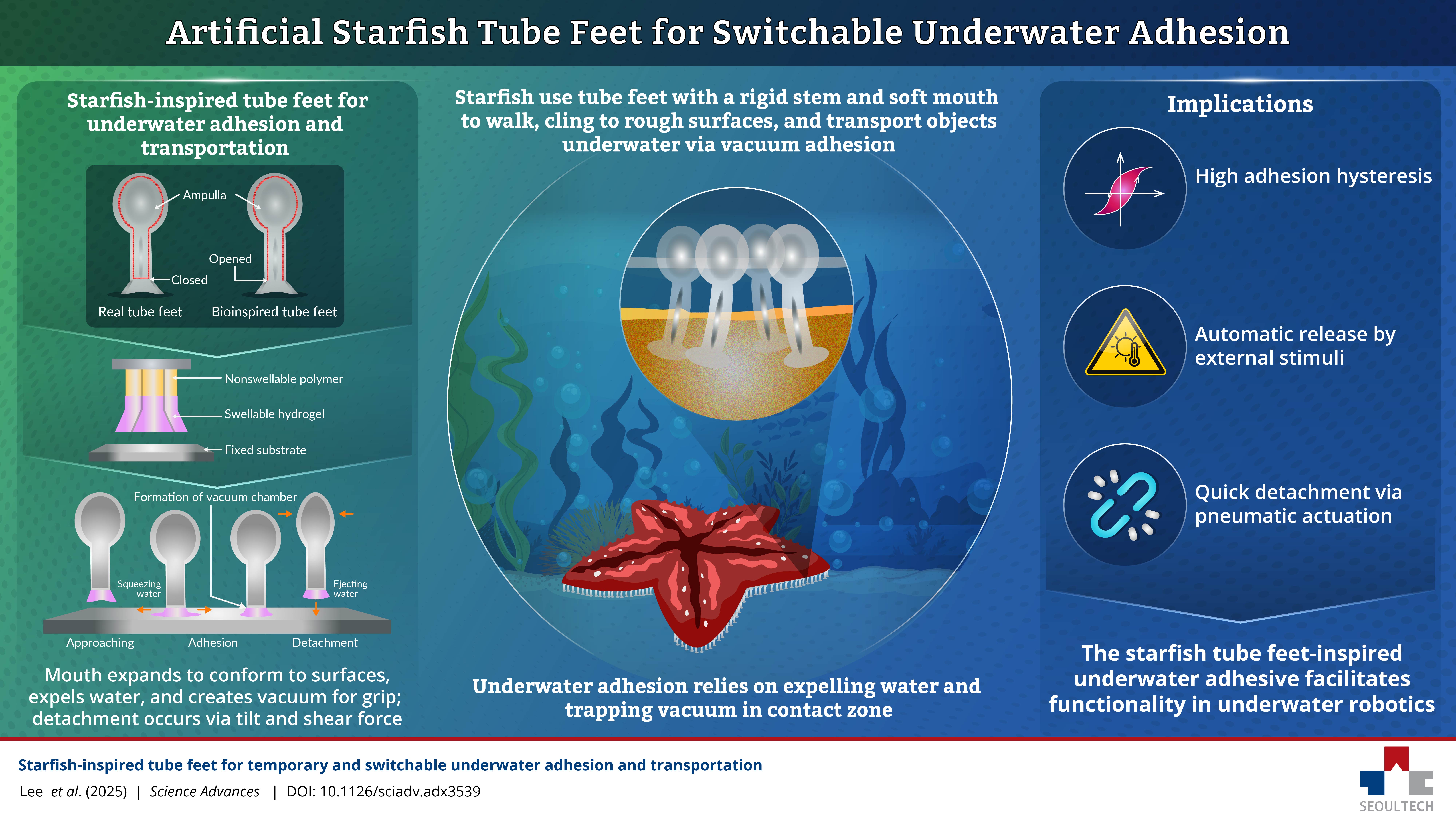 Developing Smart Adhesive System Based on Starfish for Aquatic Applications 썸내일 이미지